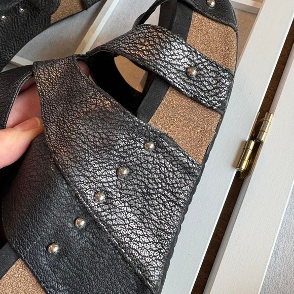 Black Dark Glam‎ Vamp Romantic Gothy Whimsygoth Platform Wedge Sandals size 10 - Picture 7 of 8